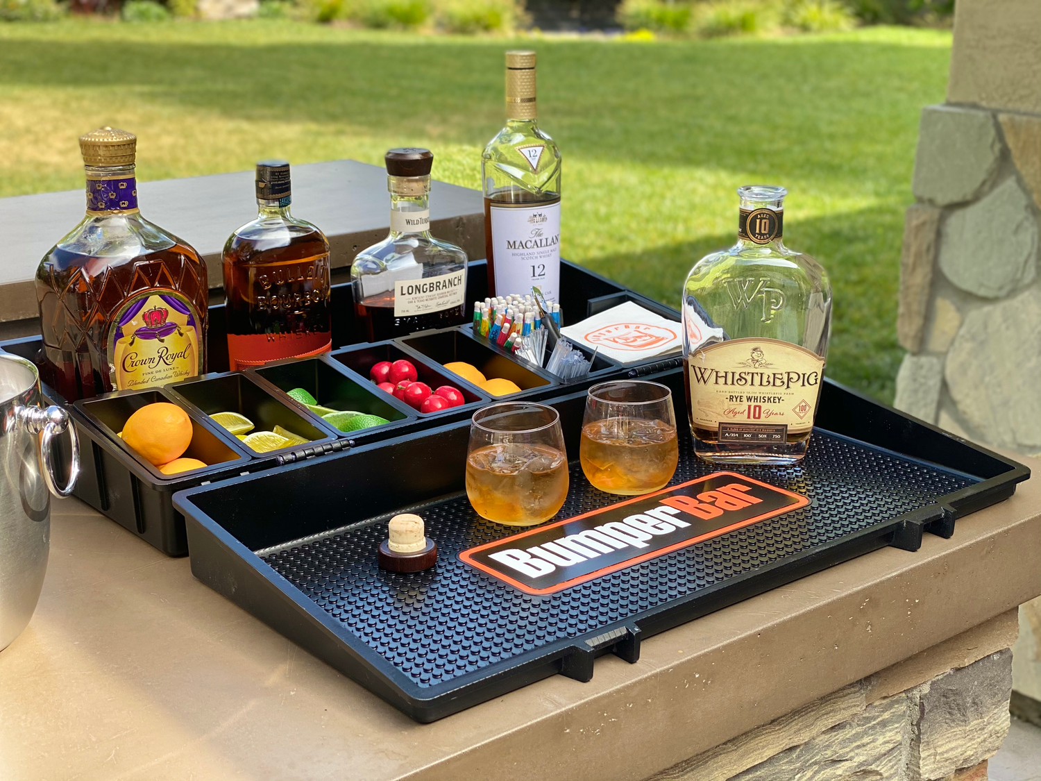 Whisky Bar Case Set of 3 Glass, Portable Bar Set